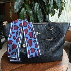New Silk Skinny Scarf Twilly Leopard Print Blue🧣